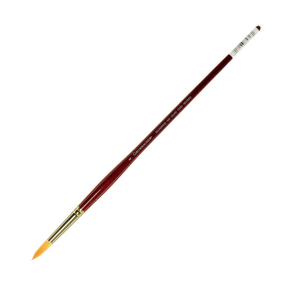 Grumbacher Goldenedge Oil and Acrylic Brush, Size 6, Round Bristle, Synthetic, Red