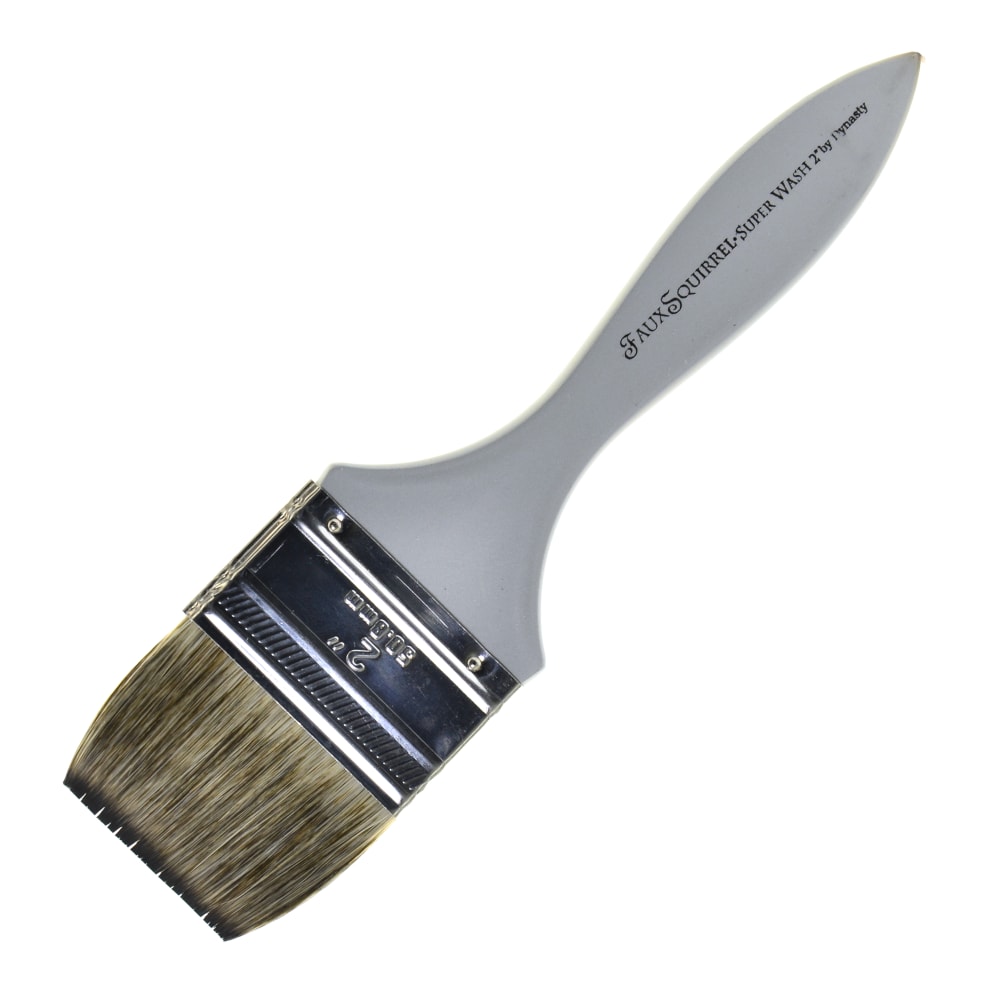 Dynasty Faux Squirrel Paint Brush, 2in, Super-Wash Bristle, Squirrel Hair, Silver