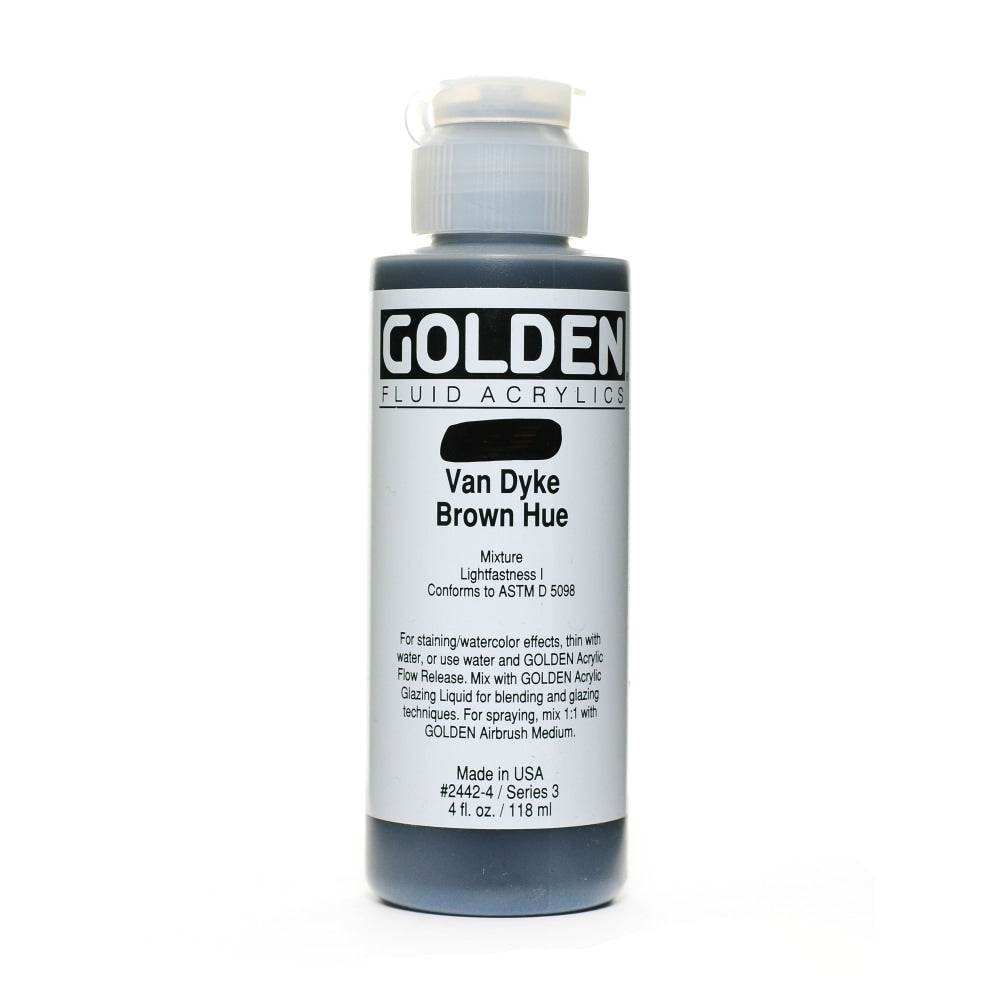 Golden Fluid Acrylic Paint, 4 Oz, Historical Van Dyke Brown Hue