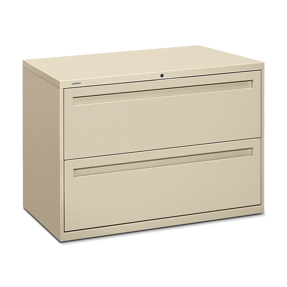 HON Brigade 700 42inW x 18inD Lateral 2-Drawer File Cabinet, Putty