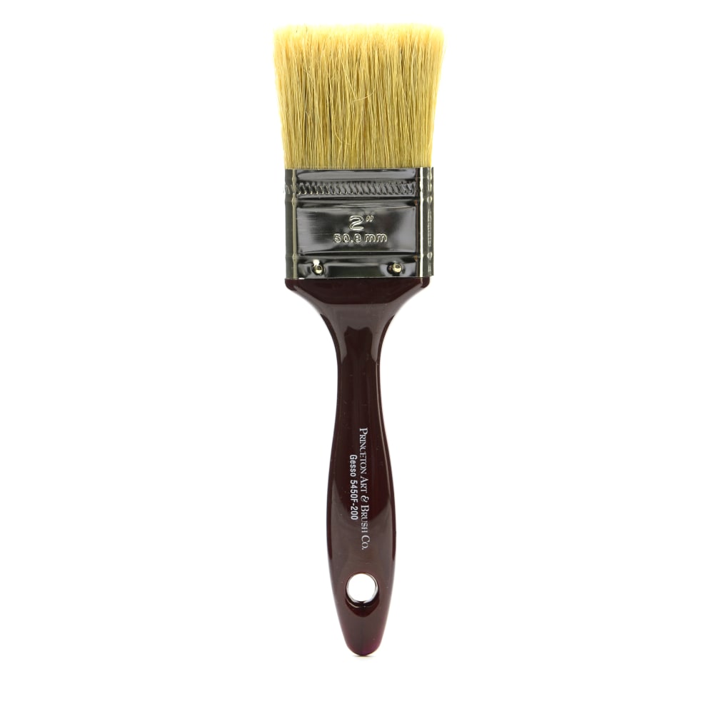 Princeton Gesso Paint Brush Series 5450, 2in, Flat Bristle, Natural, Burgundy