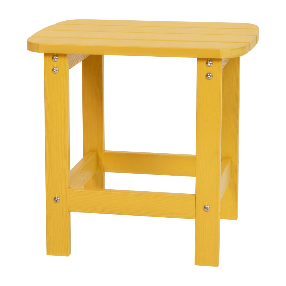 Flash Furniture Charlestown All-Weather Adirondack Side Table, 18-1/4inH x 18-3/4inW x 15inD, Yellow