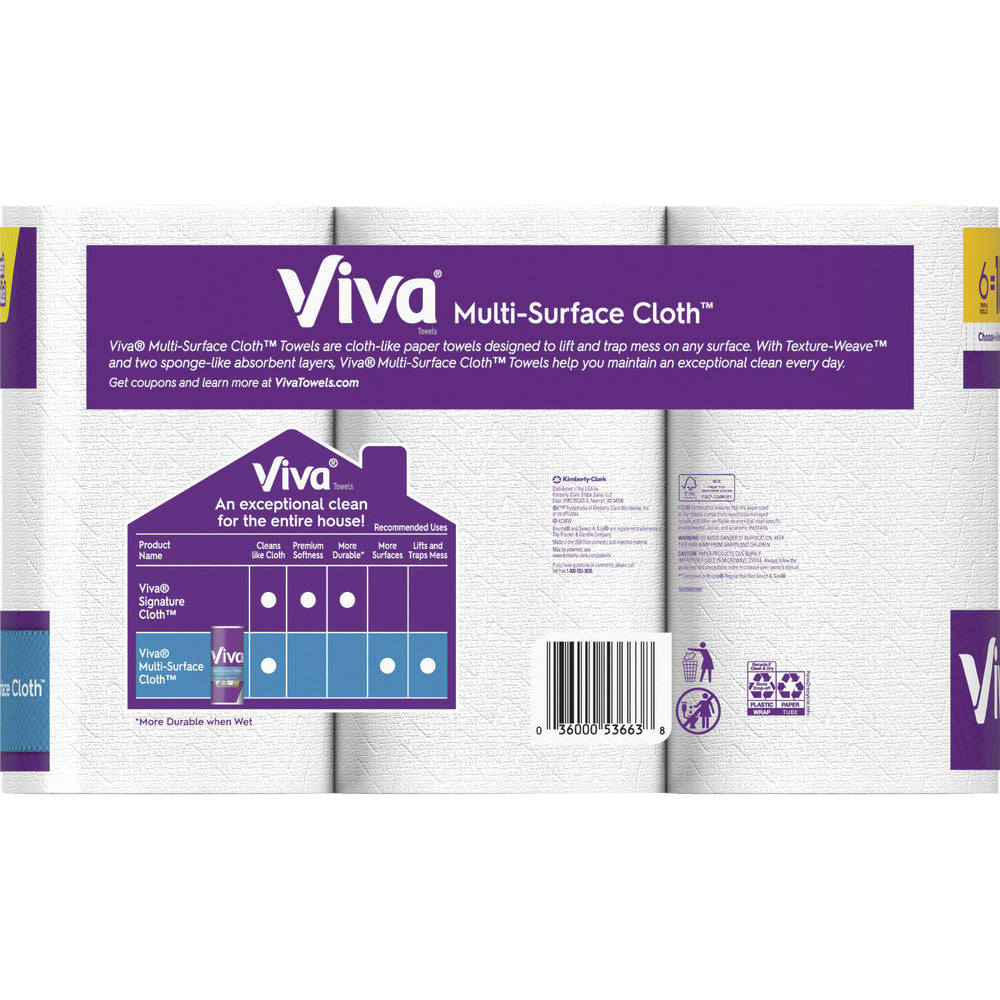 Viva Choose-A-Sheet Paper Towels, White, 165 Sheets Per Roll, Pack Of 6 Rolls