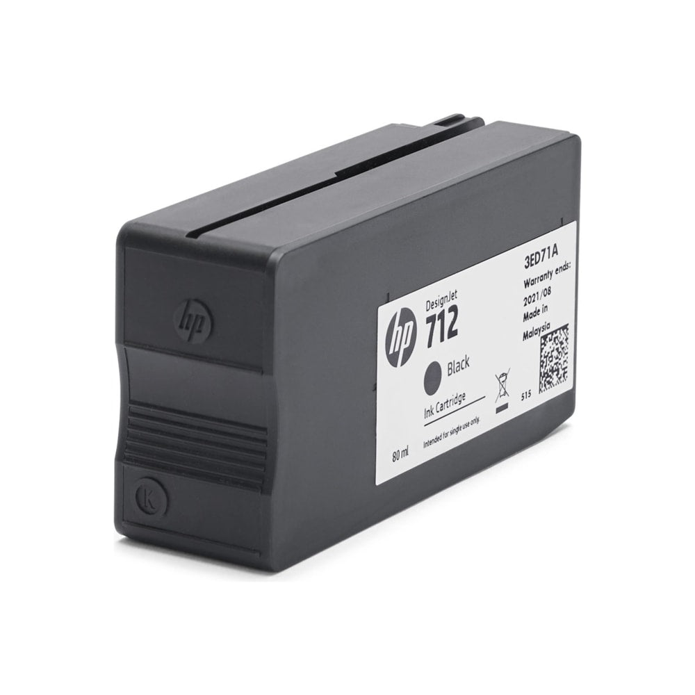 HP 712 DesignJet Black Ink Cartridge, 3ED71A