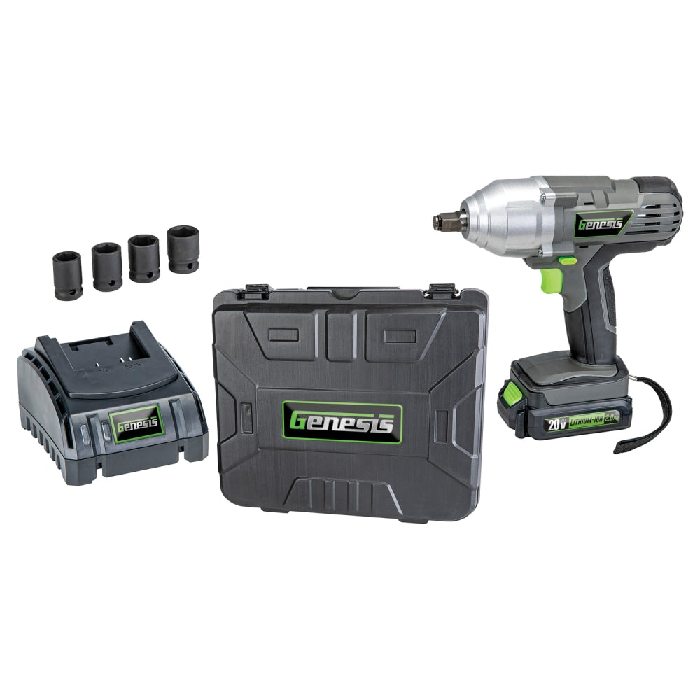 Genesis 20-Volt Li-Ion Cordless Impact Wrench Kit