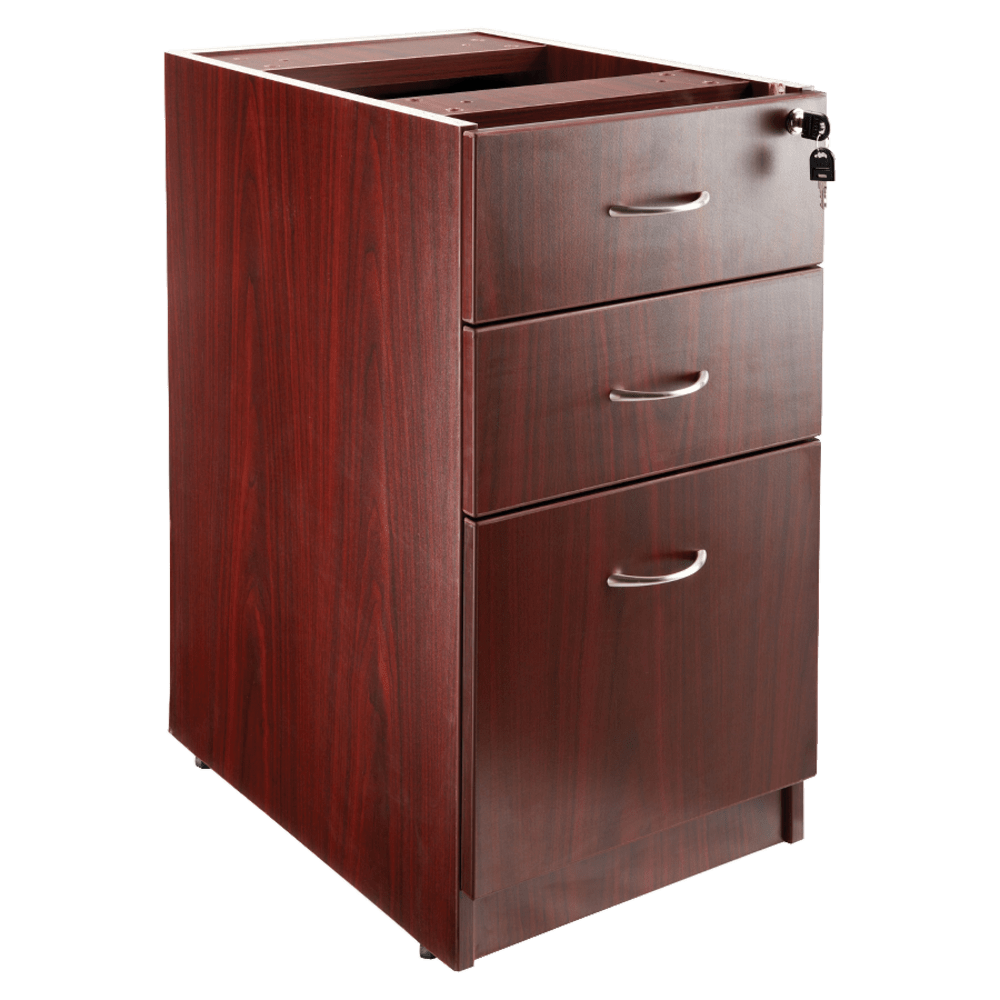 Lorell Essentials 16inW Vertical 3-Drawer Fixed Pedestal File Cabinet For Computer Desk, Mahogany