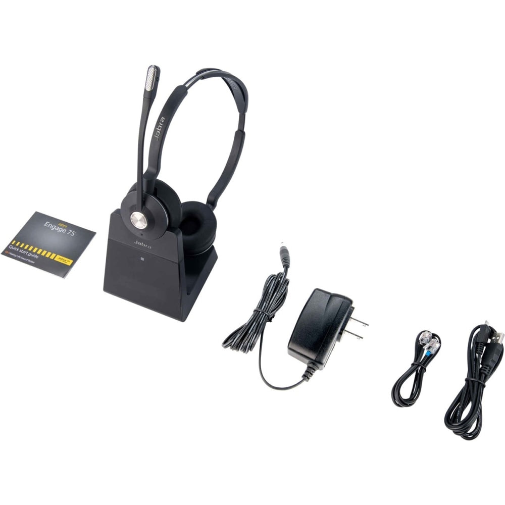 Jabra Engage 75 Headset - Stereo - Wireless - Bluetooth/DECT - 492.1 ft - 40 Hz - 16 kHz - Over-the-head - Binaural - Supra-aural - Uni-directional, MEMS Technology MicrophoneTAA Compliant