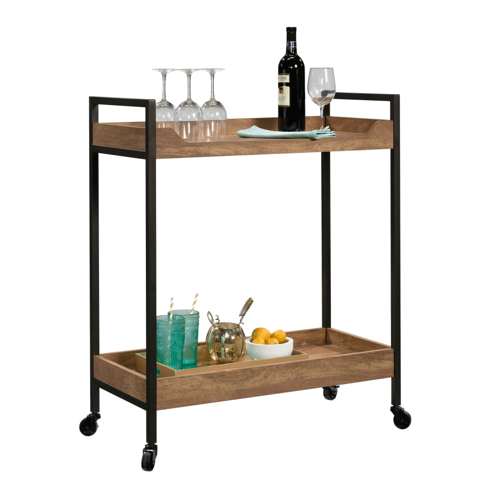 Sauder North Avenue 2-Shelf Multipurpose Utility Cart, Sindoori Mango/Black