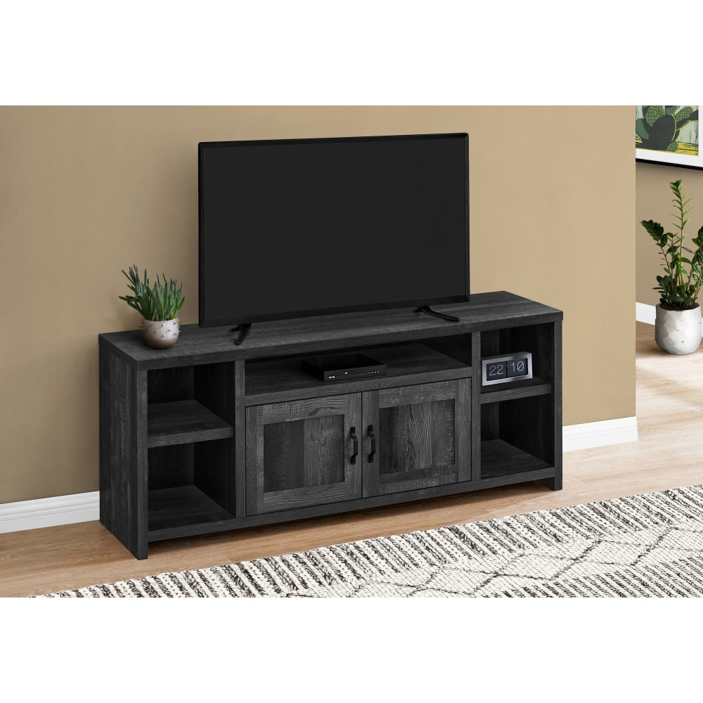 Monarch Specialties Barron TV Stand, 23-3/4inH x 59inW x 15-1/2inD, Black