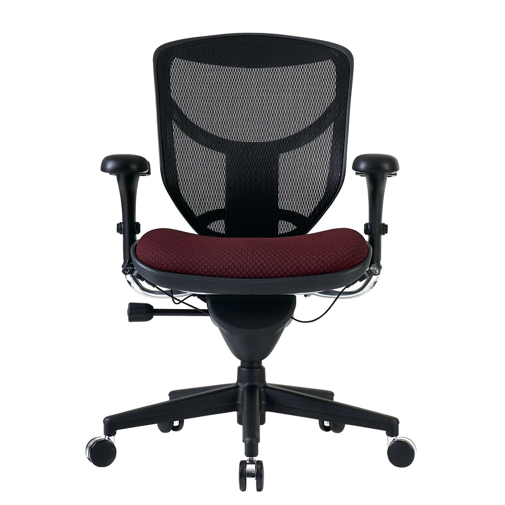 WorkPro Quantum 9000 Series Ergonomic Mesh/Premium Fabric Mid-Back Chair, Black/Burgundy, BIFMA Compliant