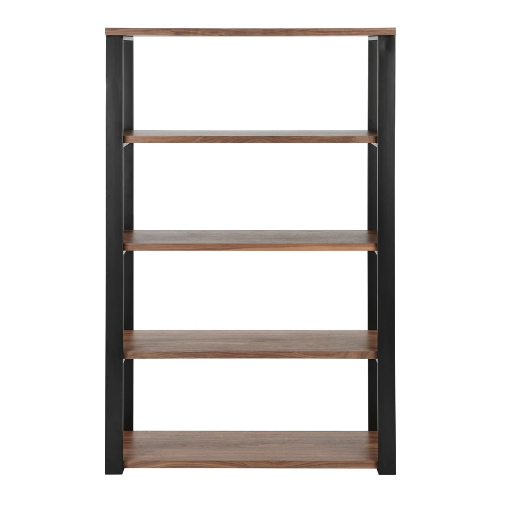 Eurostyle Dillon 61inH 5-Shelf Bookcase, Matte Black/Walnut