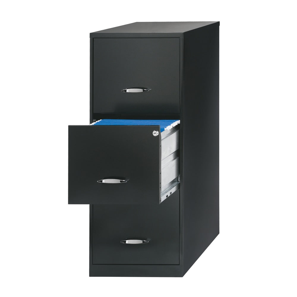 Realspace 18inD Vertical 3-Drawer File Cabinet, Black