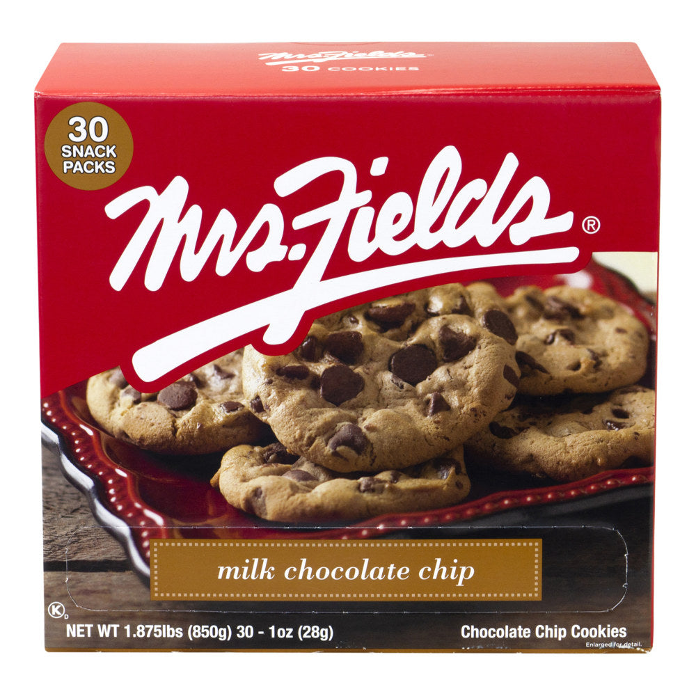 Mrs. Fields Milk Chocolate Chip Cookies, 1 Oz, Pack Of 30 Cookies