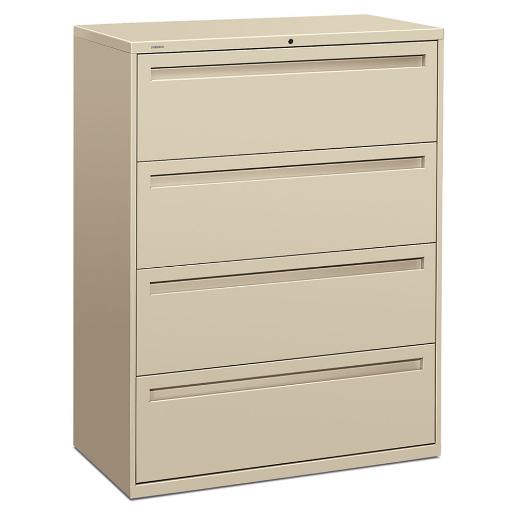 HON Brigade 700 42inW x 19-1/4inD Lateral 4-Drawer File Cabinet, Putty