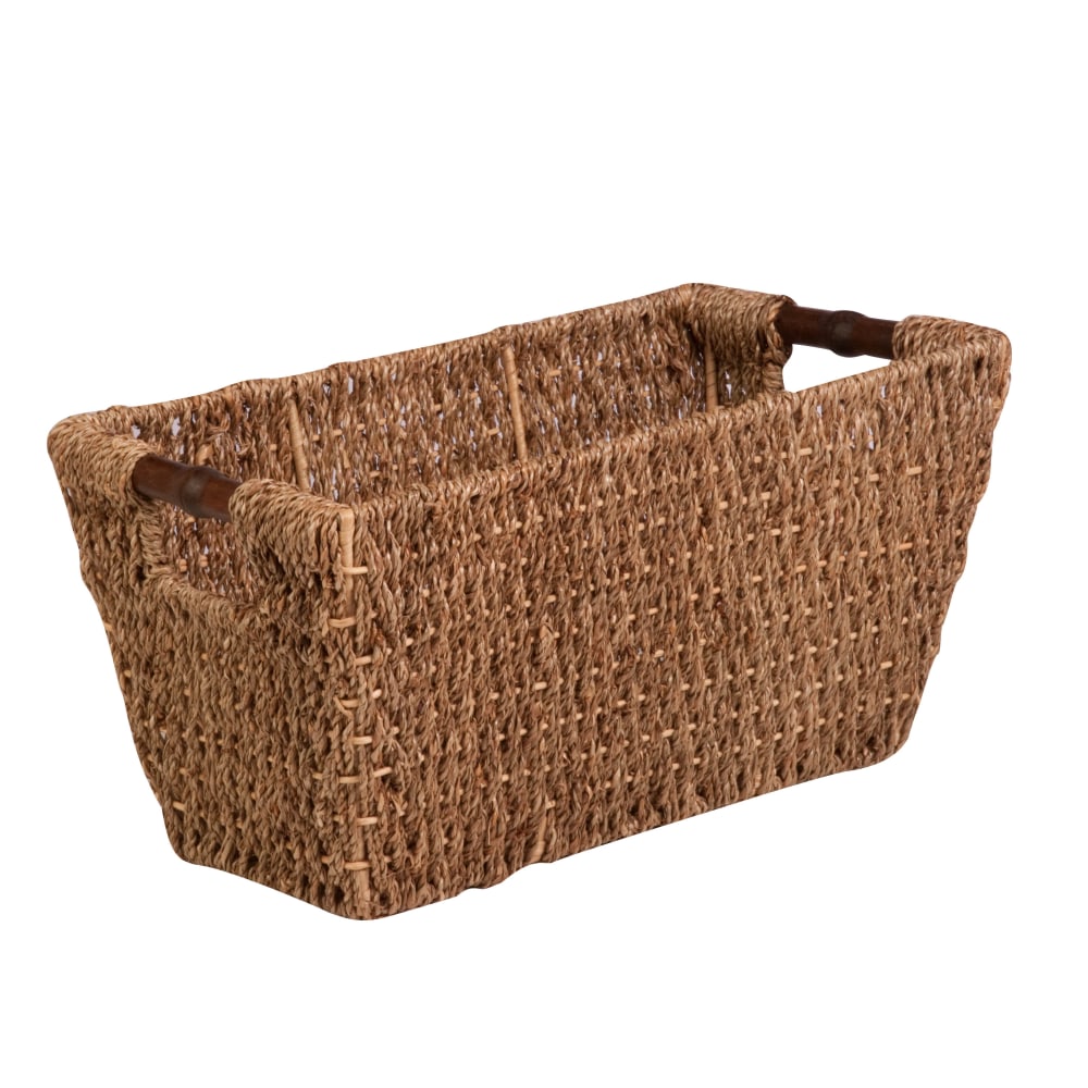 Honey-Can-Do Seagrass Basket With Handles, Medium Size, 8in x 8in x 17in, Brown/Natural