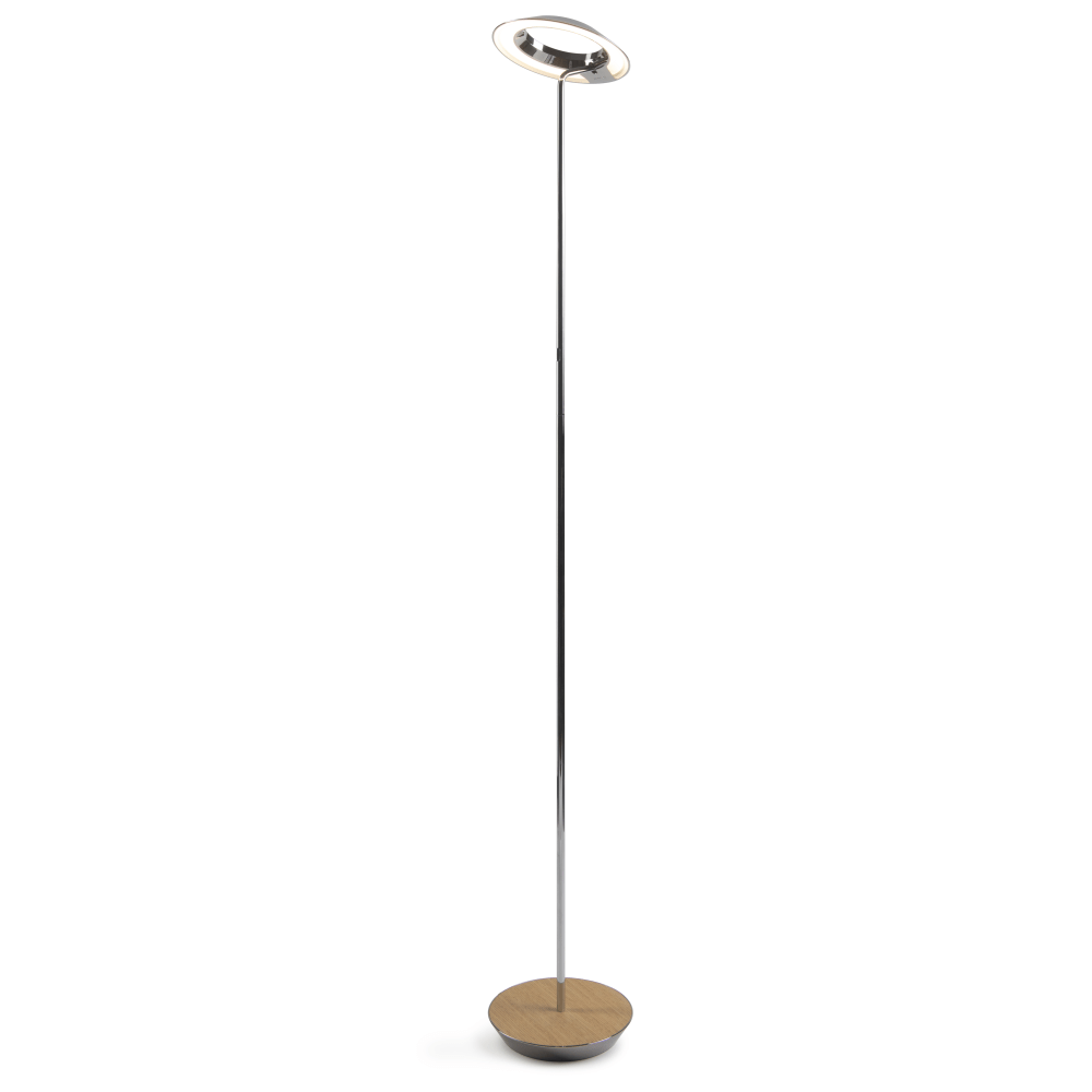 Koncept Royyo LED Floor Lamp, 45-1/2inH, Chrome Body/White Oak Base