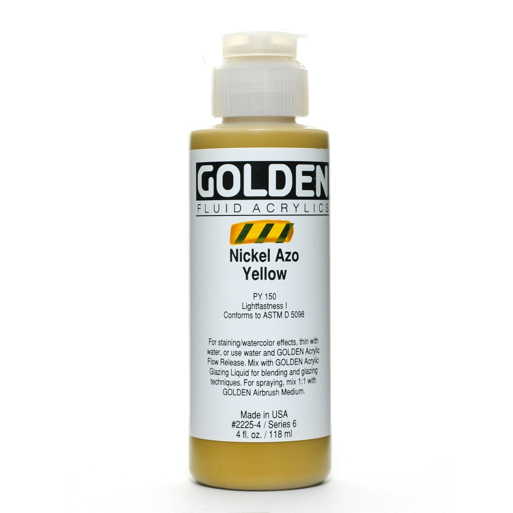 Golden Fluid Acrylic Paint, 4 Oz, Nickel Azo Yellow