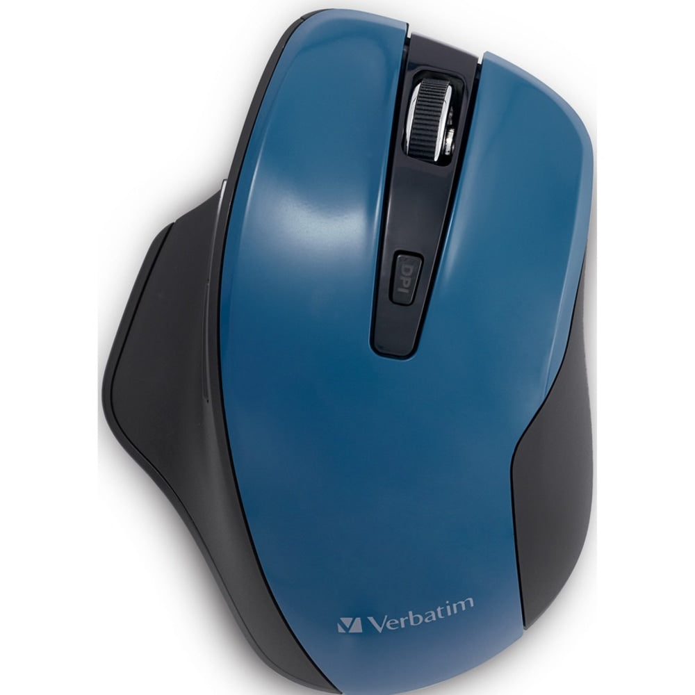 Verbatim Silent Ergonomic Wireless Blue LED Mouse - Dark Teal - Blue LED/Optical - Wireless - Radio Frequency - 2.40 GHz - Dark Teal - 1 Pack - USB - 1600 dpi - 6 Button(s)