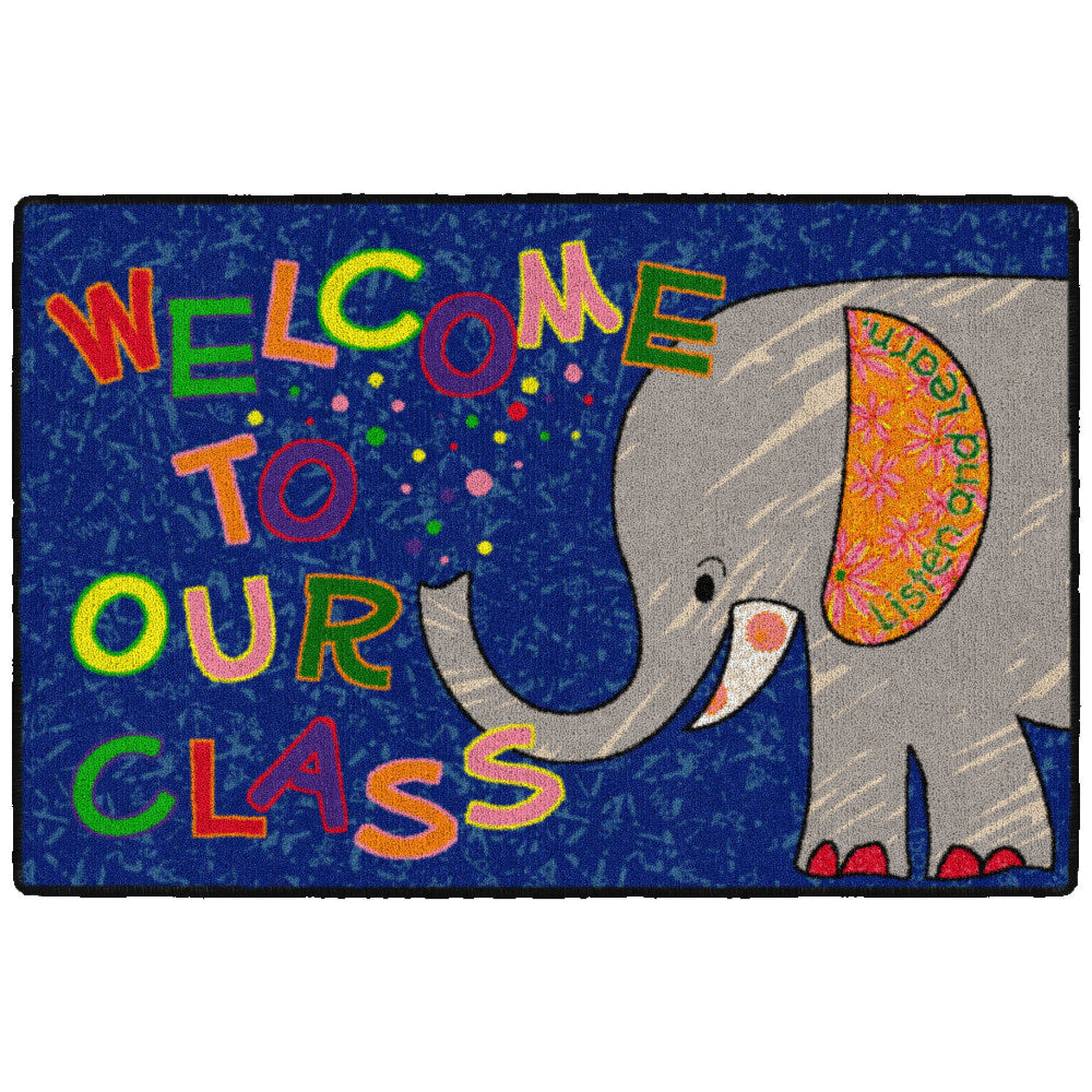 Flagship Carpets Welcome To Our Class Elephant Mat, 2ftH x 3ftW