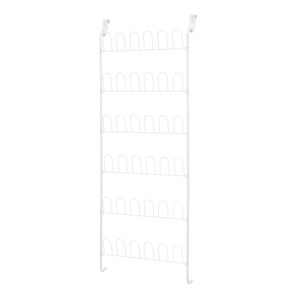 Honey-Can-Do 18-Pair Over-The-Door Shoe Rack, 63inH x 5 7/8inW x 22 3/8inD, White