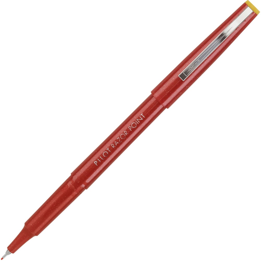 Pilot Razor Point Pens, Extra-Fine Point, 0.3 mm, Red Barrel, Red Ink, Pack Of 12 Pens