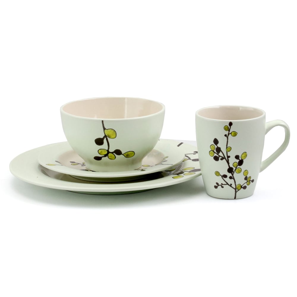 Elama 16-Piece Stoneware Dinnerware Set, Retro Bloom