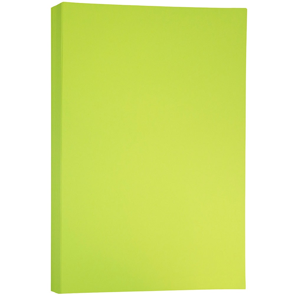 JAM Paper Card Stock, Lime Green, Ledger (11in x 17in), 65 Lb, 30% Recycled, Pack Of 50