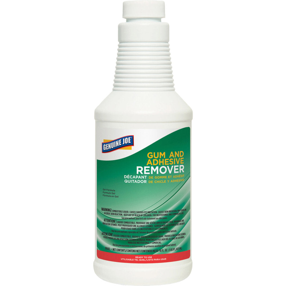 Genuine Joe Gum and Adhesive Remover - Ready-To-Use Gel - 16 fl oz (0.5 quart) - 12 / Carton - White