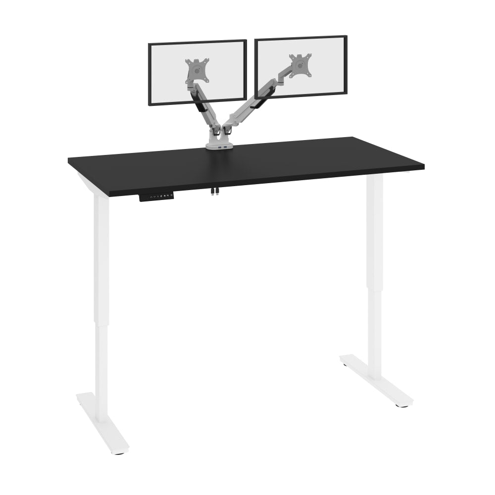 Bestar Viva Electric 60inW Standing Desk With Monitor Arms, Black