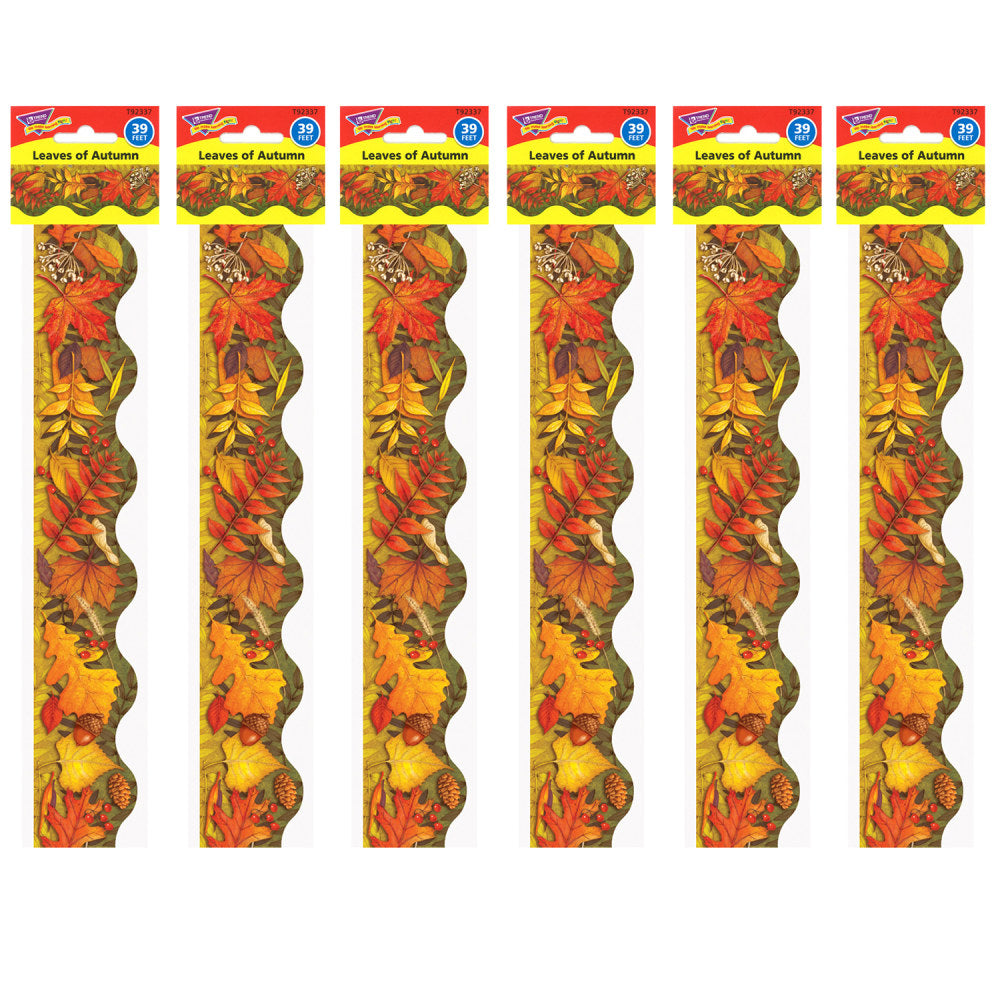 Trend Terrific Trimmers, Leaves of Autumn, 39ft Per Pack, Set Of 6 Packs