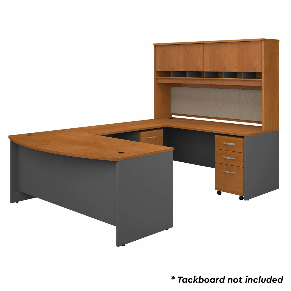 Bush Business Furniture 72inW Bow-Front U-Shaped Corner Desk With Hutch And Storage, Natural Cherry/Graphite Gray, Standard Delivery