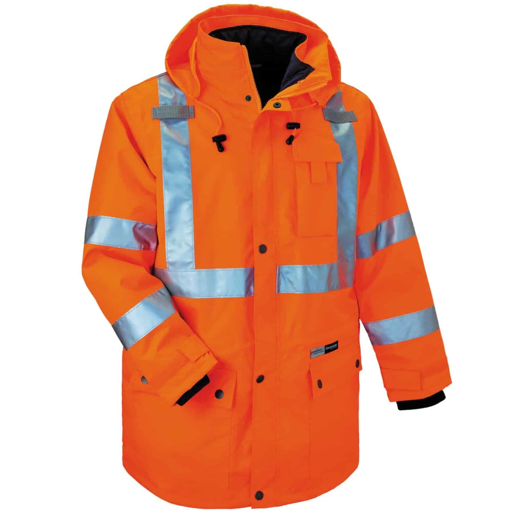 Ergodyne GloWear 8385 Type R Class 3 High-Visibility 4-In-1 Jacket, Small, Orange