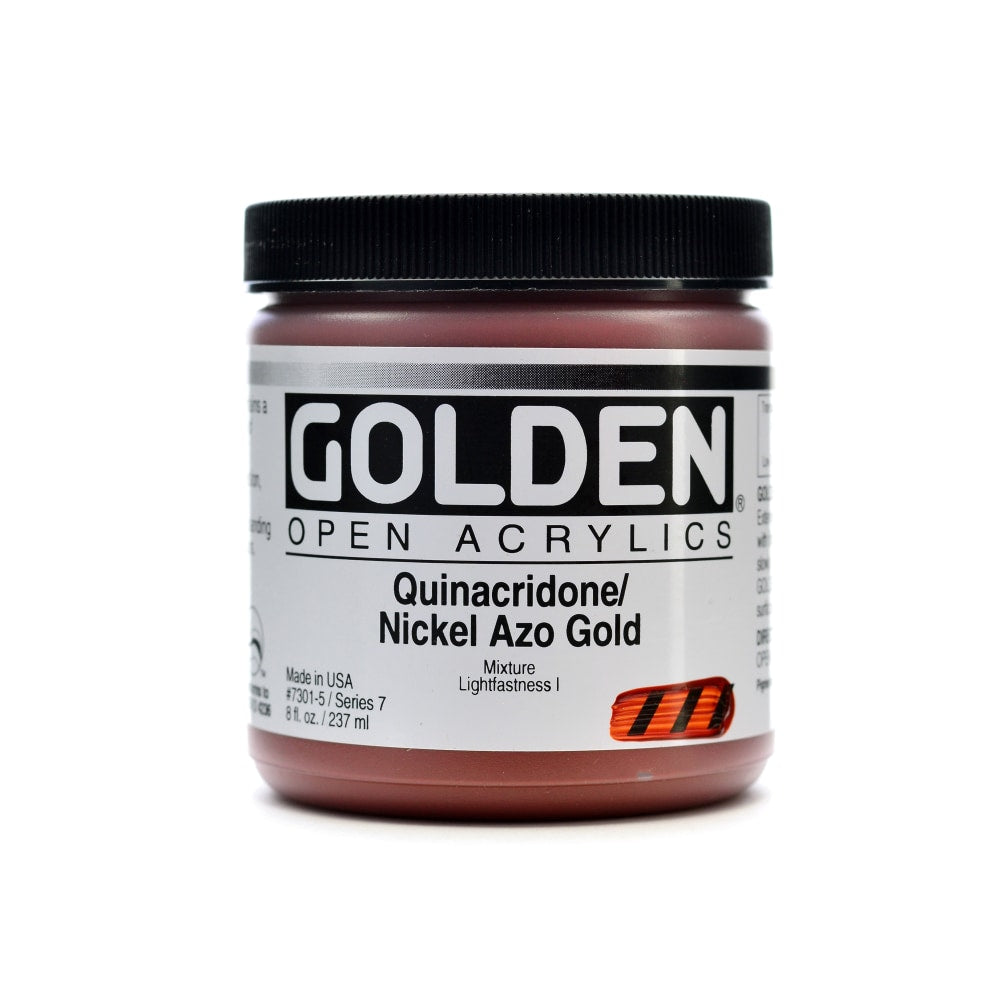 Golden OPEN Acrylic Paint, 8 Oz Jar, Quinacridone/Nickel Azo Gold