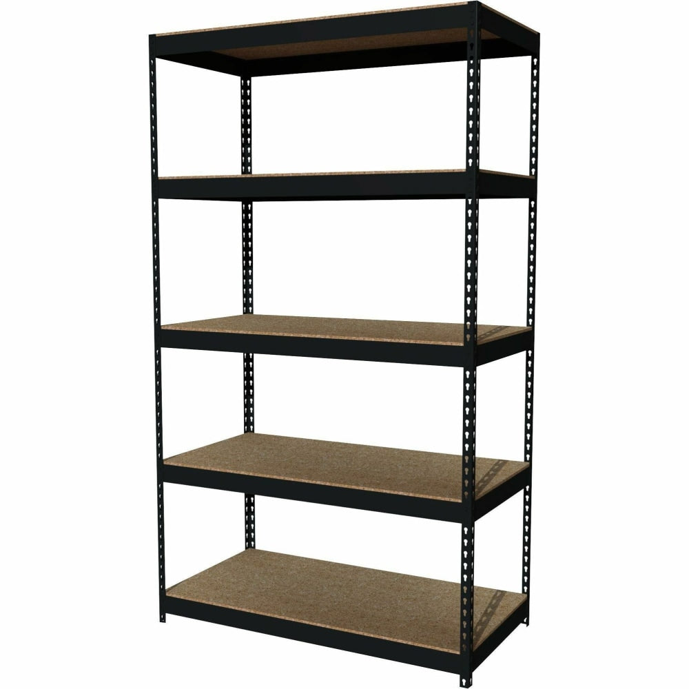 Lorell 5-Shelf Riveted Steel Shelving, 84inH x 48inW x 24inD, Black