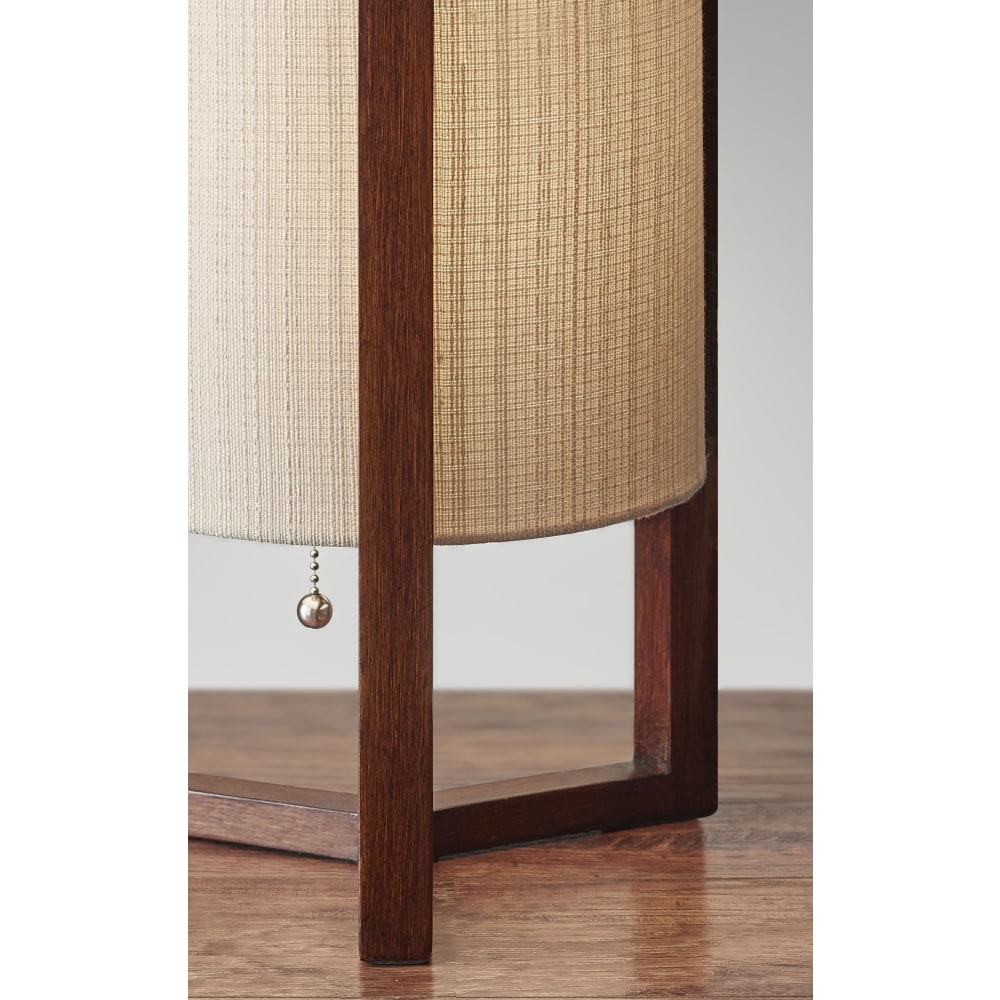 Adesso Quinn Table Lantern, 17inH, Natural Shade/Walnut Birch Base