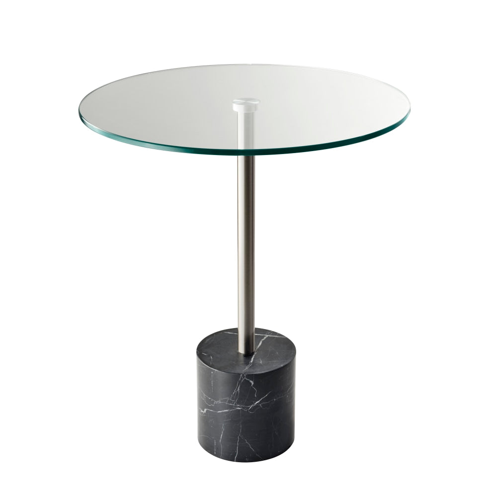 Adesso Blythe End Table, Round, 21inH x 17-3/4inW x 17-3/4inD, Clear/Black