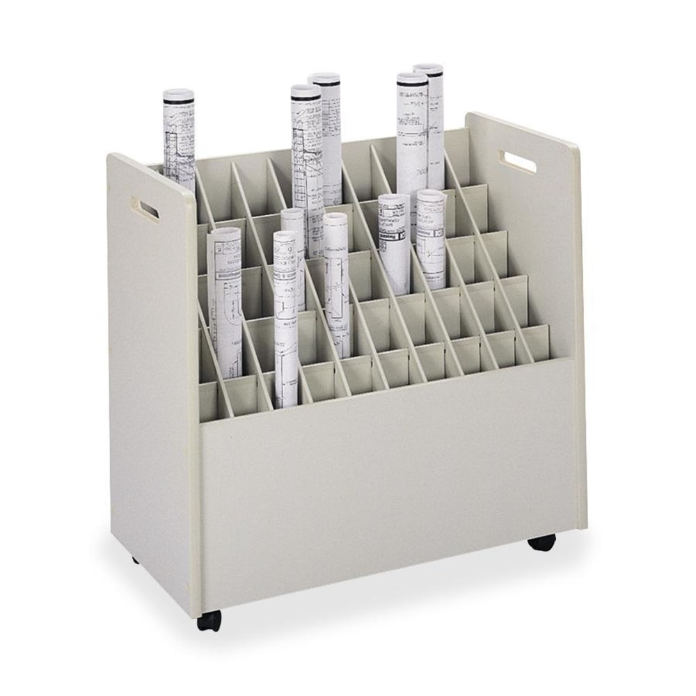 Safco Mobile Roll File, 50 Compartments, 2 3/4in Tubes