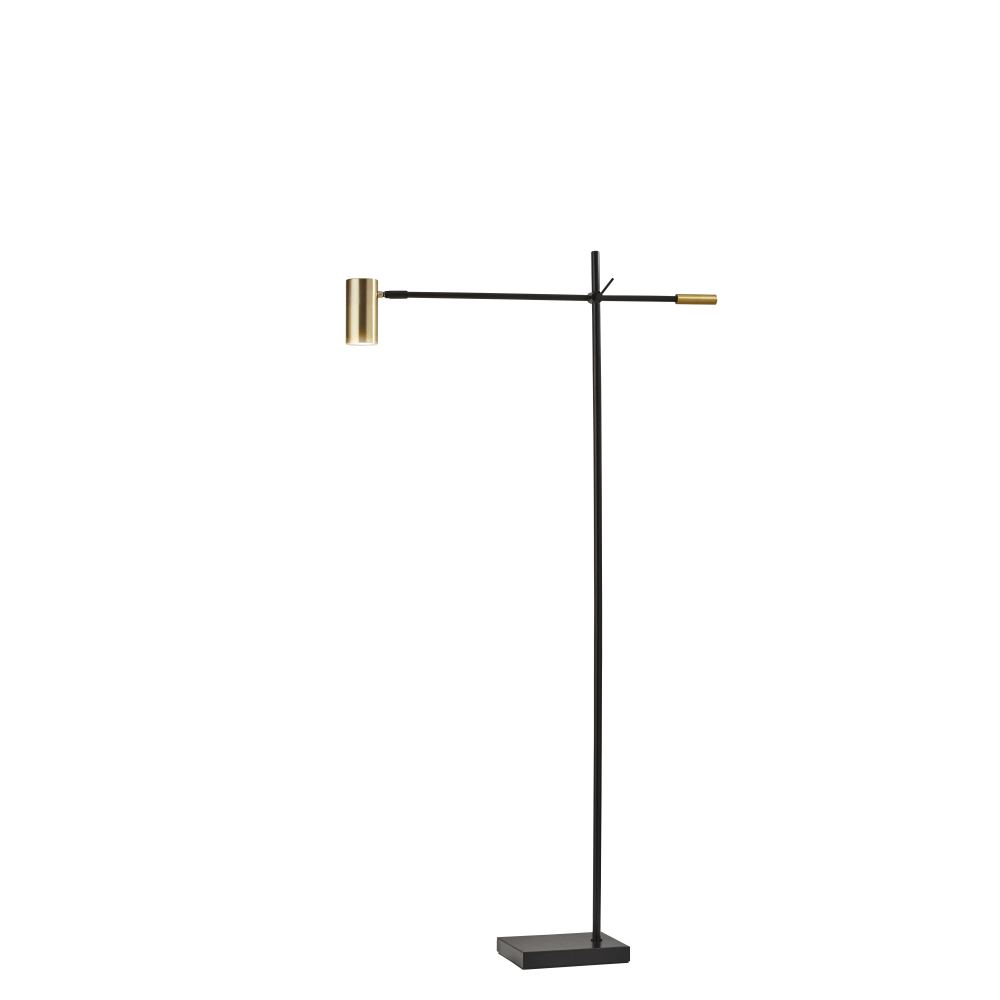 Adesso Collette LED Floor Lamp, 63inH, Antique Brass Shade/Black Base