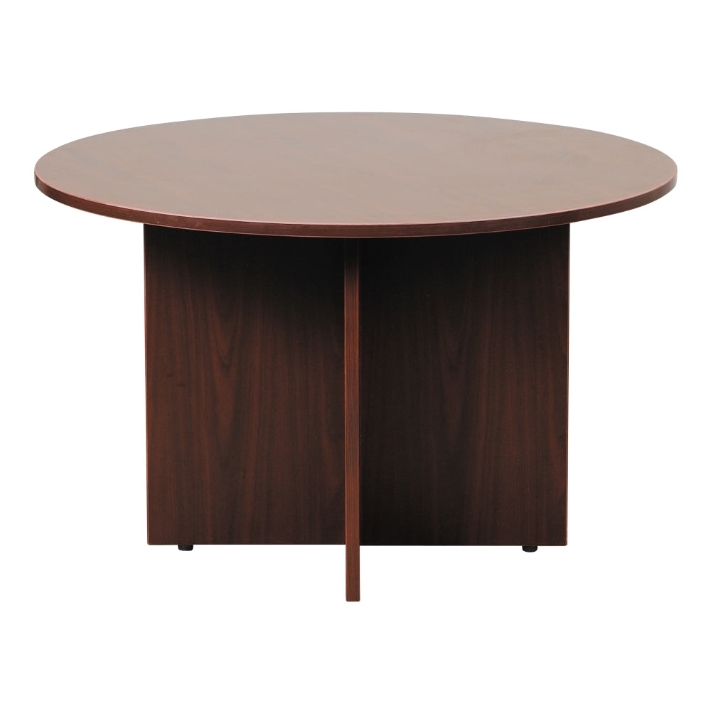 Boss Office Products 47inW Round Wood Conference Table, Mahogany