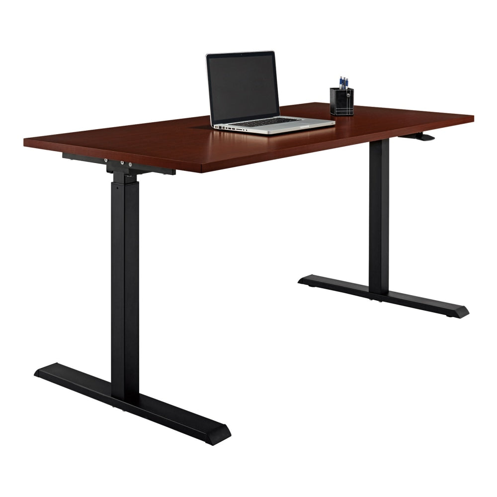 Realspace Magellan 60inW Pneumatic Height-Adjustable Standing Desk, Cherry