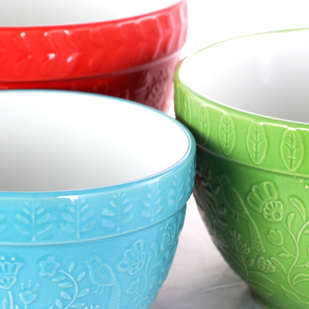 Gibson Abbey 3-Piece Nesting Bowl Set, Assorted Colors