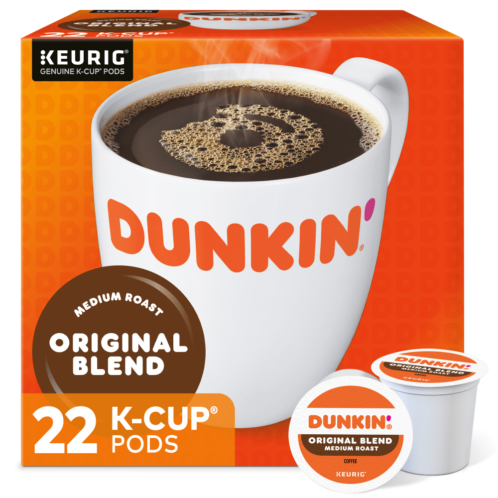 Dunkin Donuts Single-Serve Coffee K-Cup Pods, Original Blend, Carton Of 22