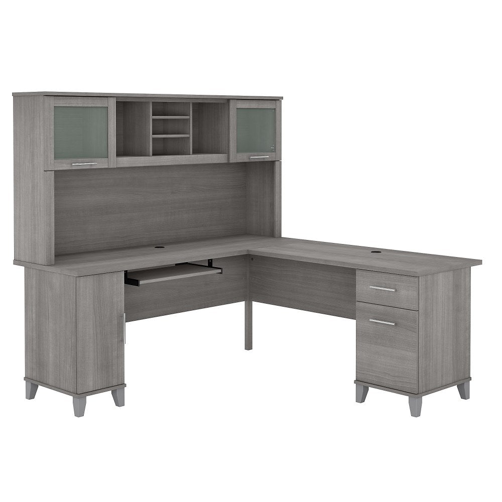 Bush Furniture Somerset 72inW L-Shaped Desk With Hutch, Platinum Gray, Standard Delivery