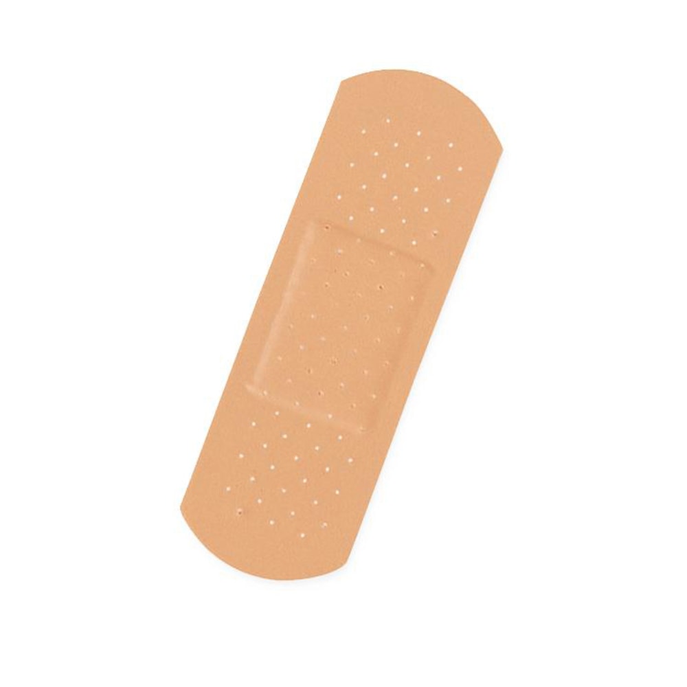 CURAD Plastic Adhesive Bandages, 3/4in x 3in, Tan, Case Of 12