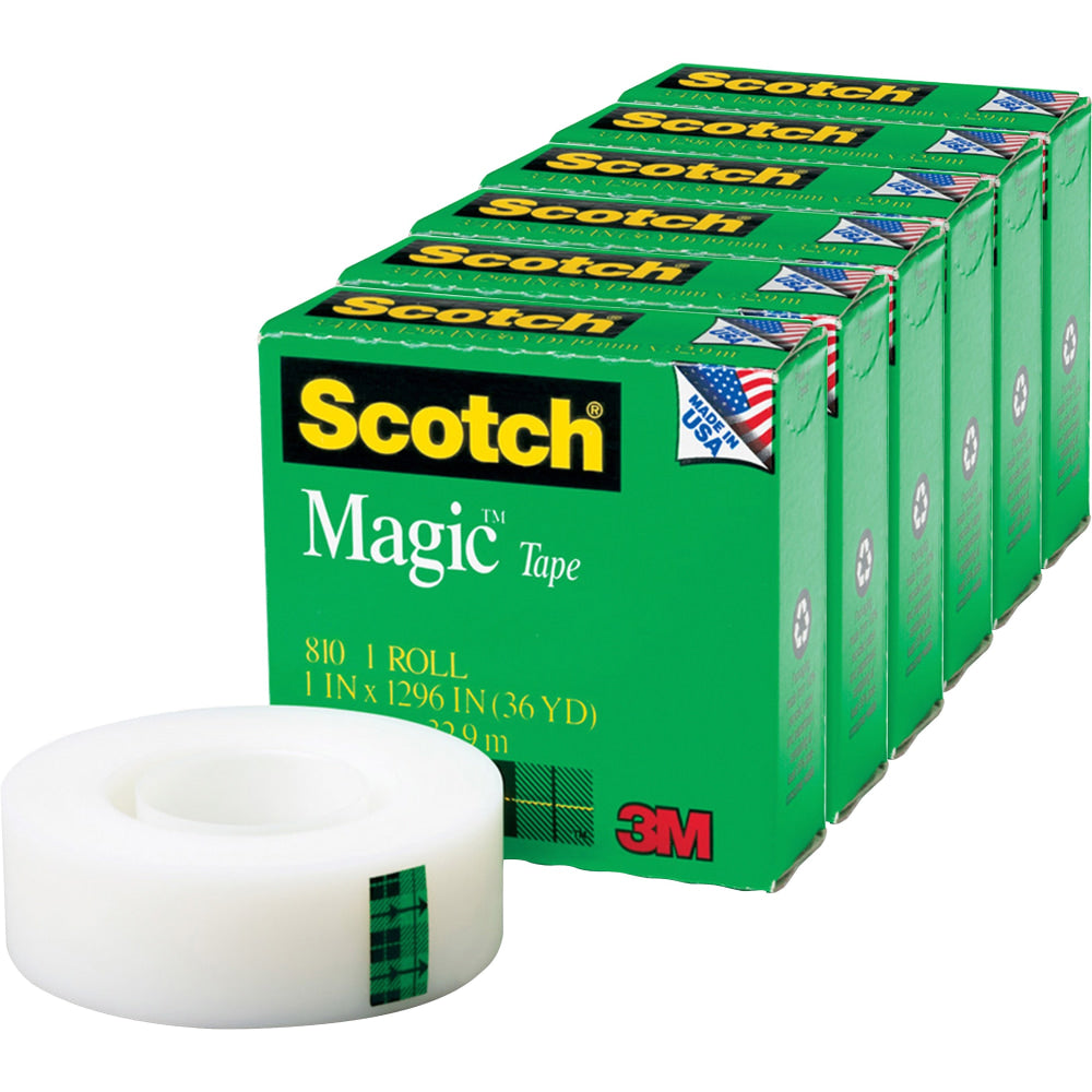 Scotch Magic Tape, 1in x 108ft, Clear, Pack Of 6 Rolls