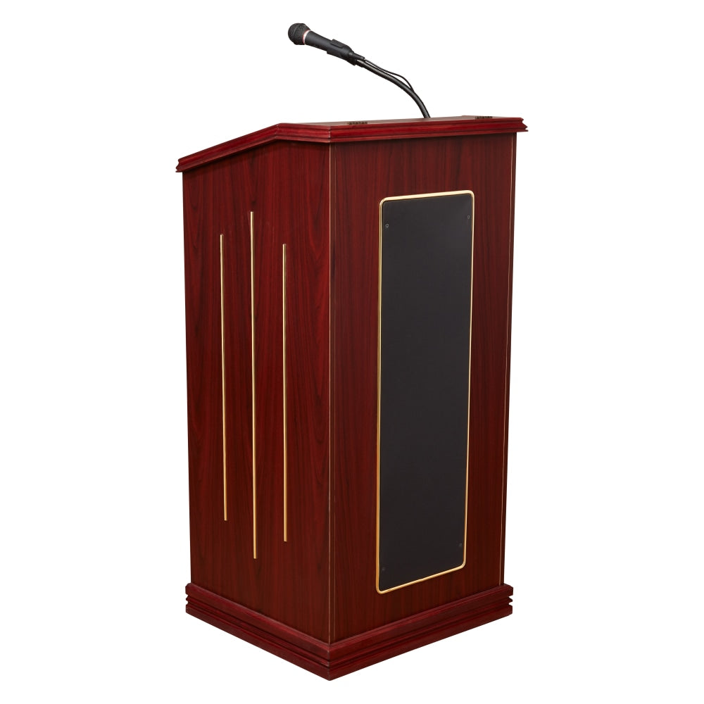 Oklahoma Sound Prestige Sound Lectern With Wireless Tie Clip/Lavalier Microphone, Mahogany