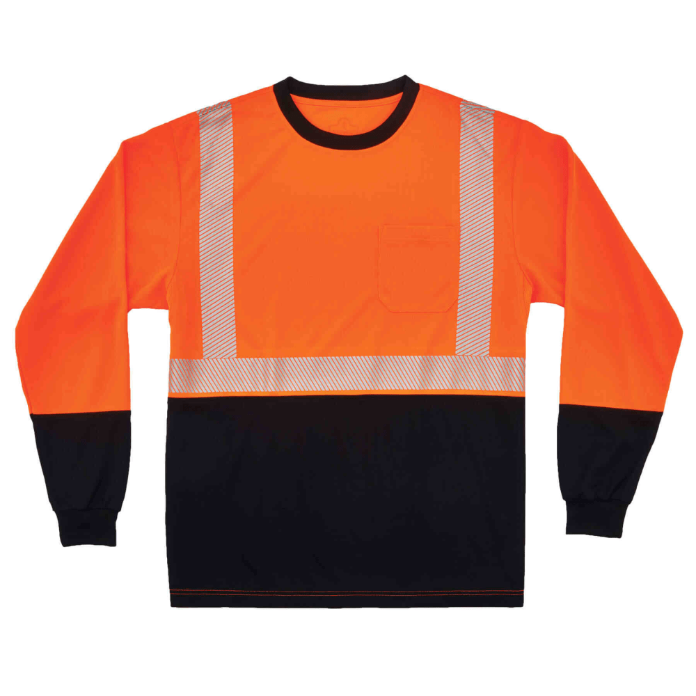 Ergodyne GloWear 8281BK Type R Class 2 Performance Long Sleeve T-Shirt, 5X, Orange