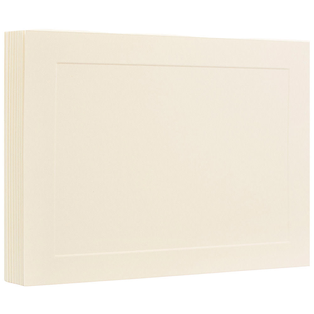 JAM Paper Blank Note Cards, Panel Border, 4 1/4in x 5 1/2in, Ivory, Pack Of 100