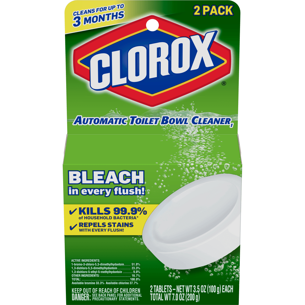 Clorox Ultra Clean Bleach Toilet Tablets, 3.5 Oz, White, Pack Of 2 Tablets