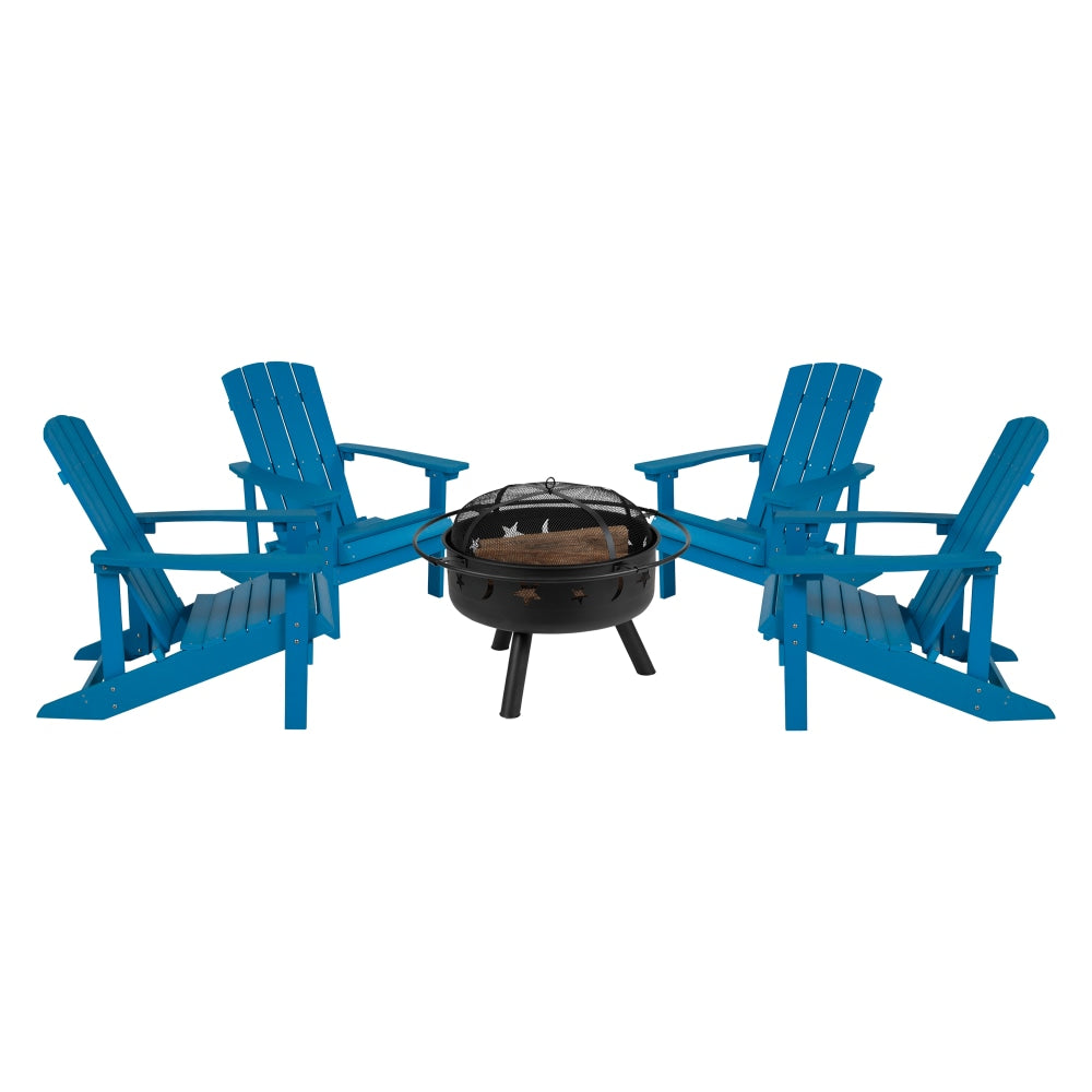 Flash Furniture 5-Piece Charlestown Adirondack Chair Set, Blue